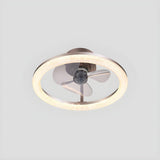 Bedroom Stylish White Round Ceiling Fan with LED Light Image - 11