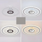 Bedroom Stylish White Round Ceiling Fan with LED Light Image - 14