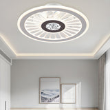 Bedroom Stylish White Round Ceiling Fan with LED Light Image - 19