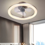 Bedroom Stylish White Round Ceiling Fan with LED Light Image - 21