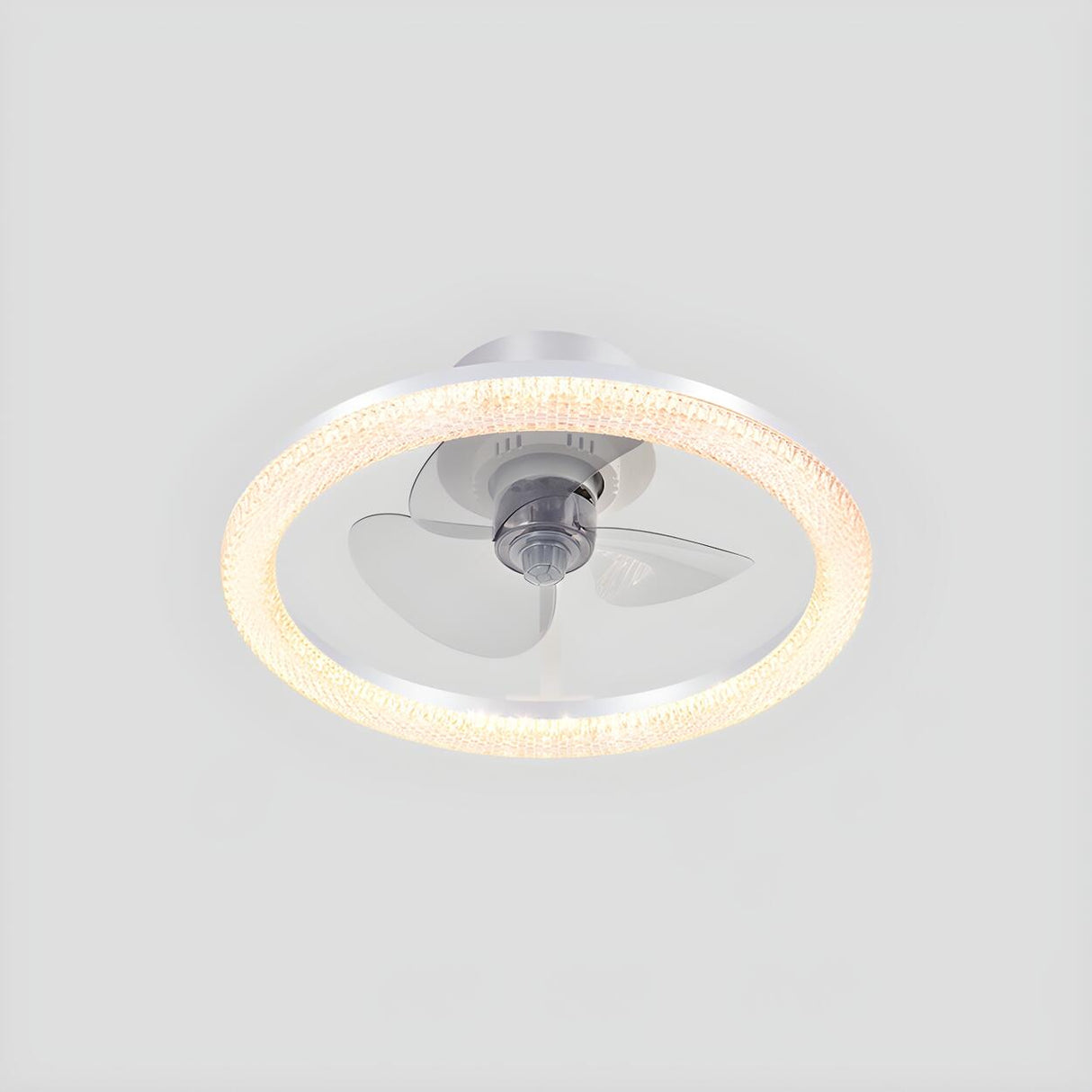 Bedroom Stylish White Round Ceiling Fan with LED Light Image - 22