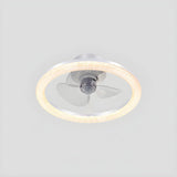 Bedroom Stylish White Round Ceiling Fan with LED Light Image - 22