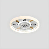 Bedroom Stylish White Round Ceiling Fan with LED Light Image - 25