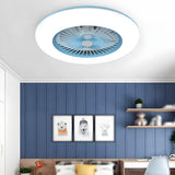 Bedroom Stylish White Round Ceiling Fan with LED Light Image - 28