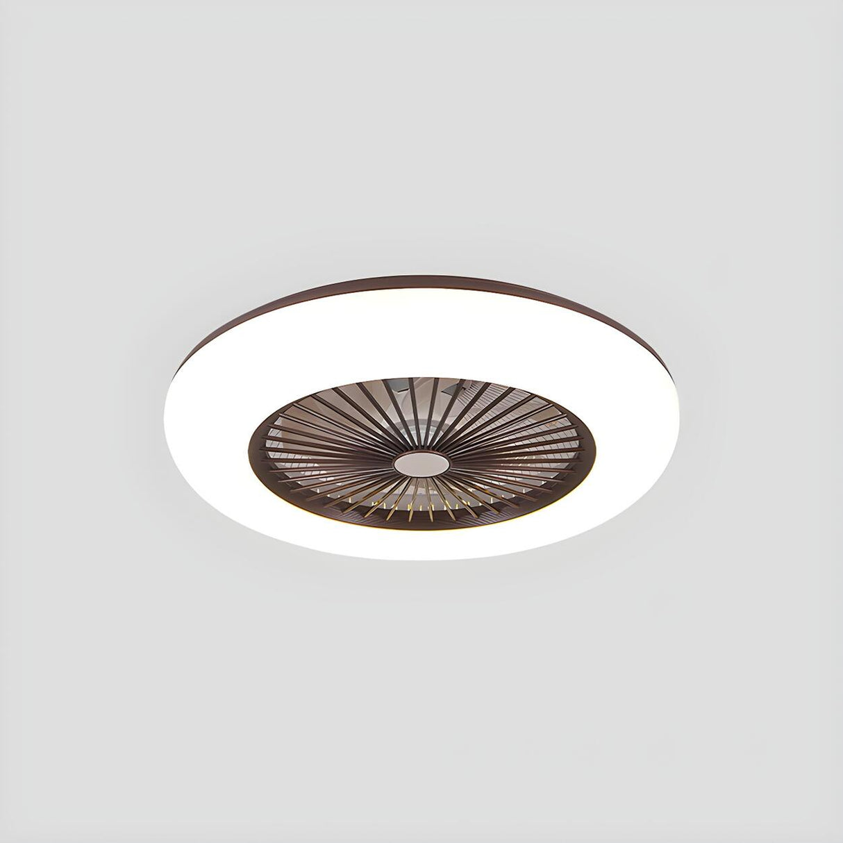 Bedroom Stylish White Round Ceiling Fan with LED Light Image - 32