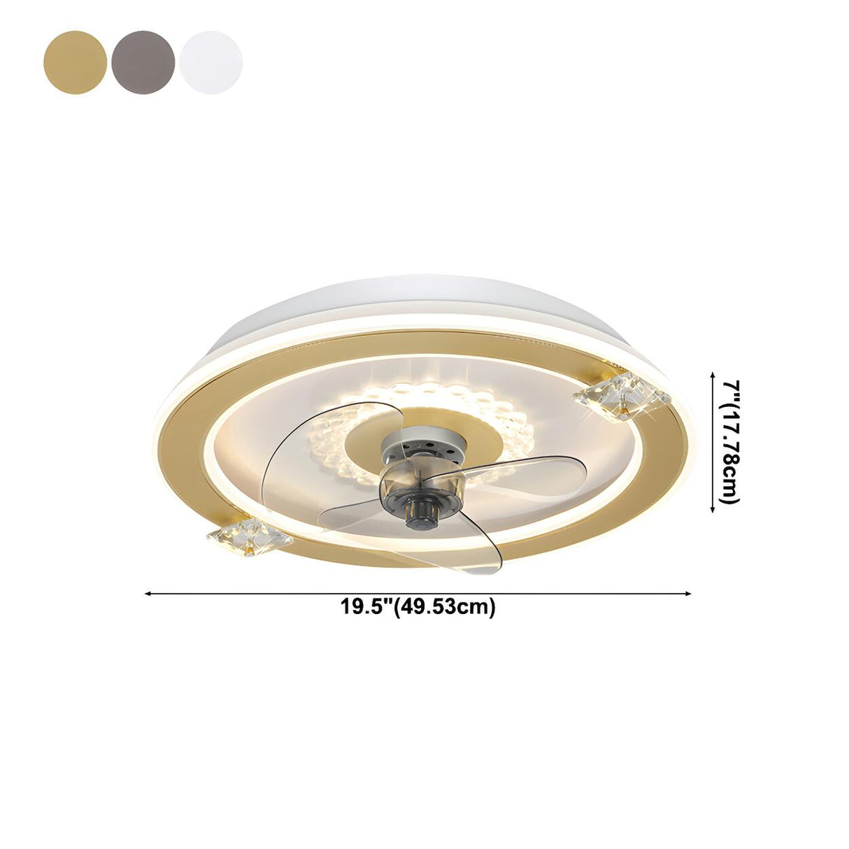 Bedroom Stylish White Round Ceiling Fan with LED Light Image - 39