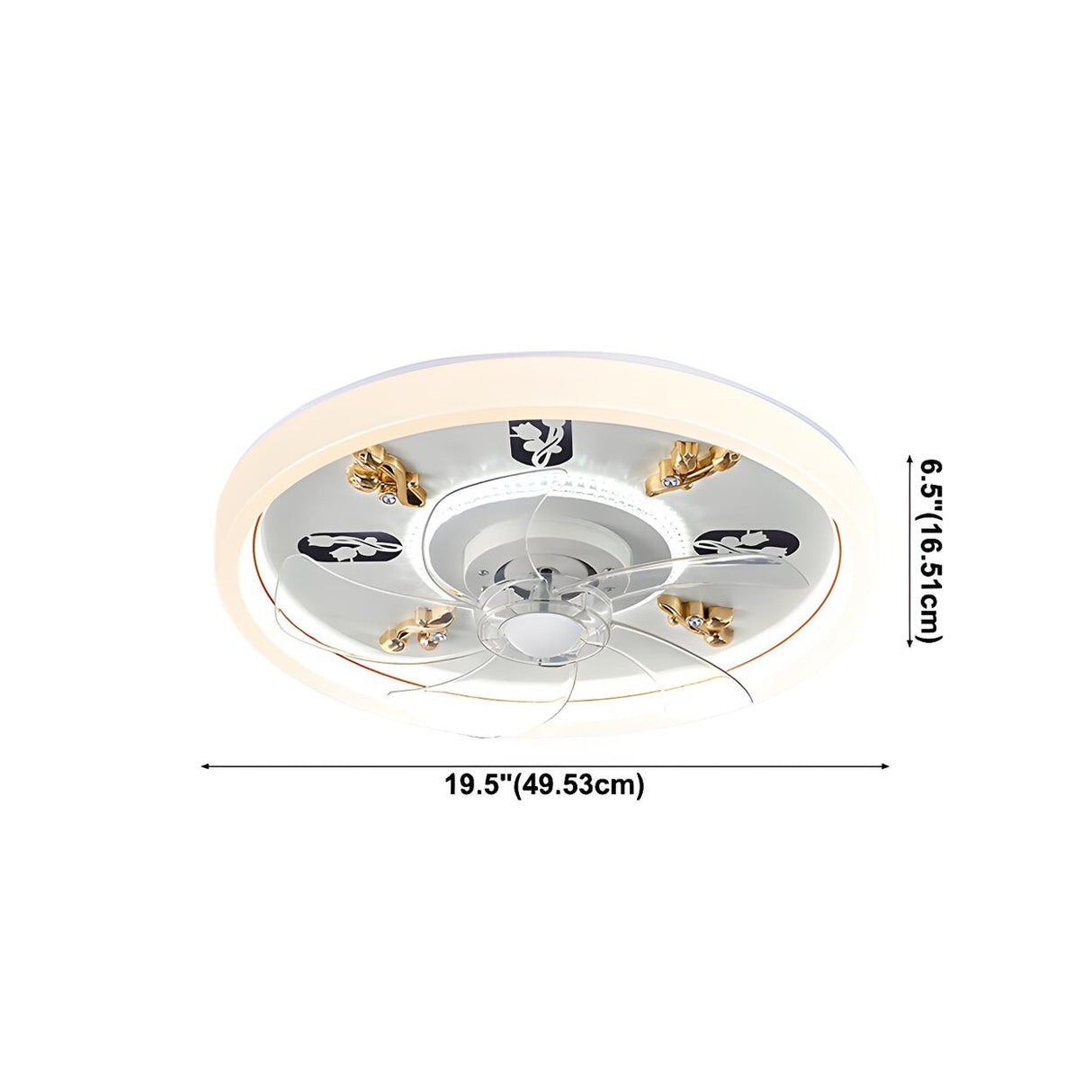 Bedroom Stylish White Round Ceiling Fan with LED Light Image - 43