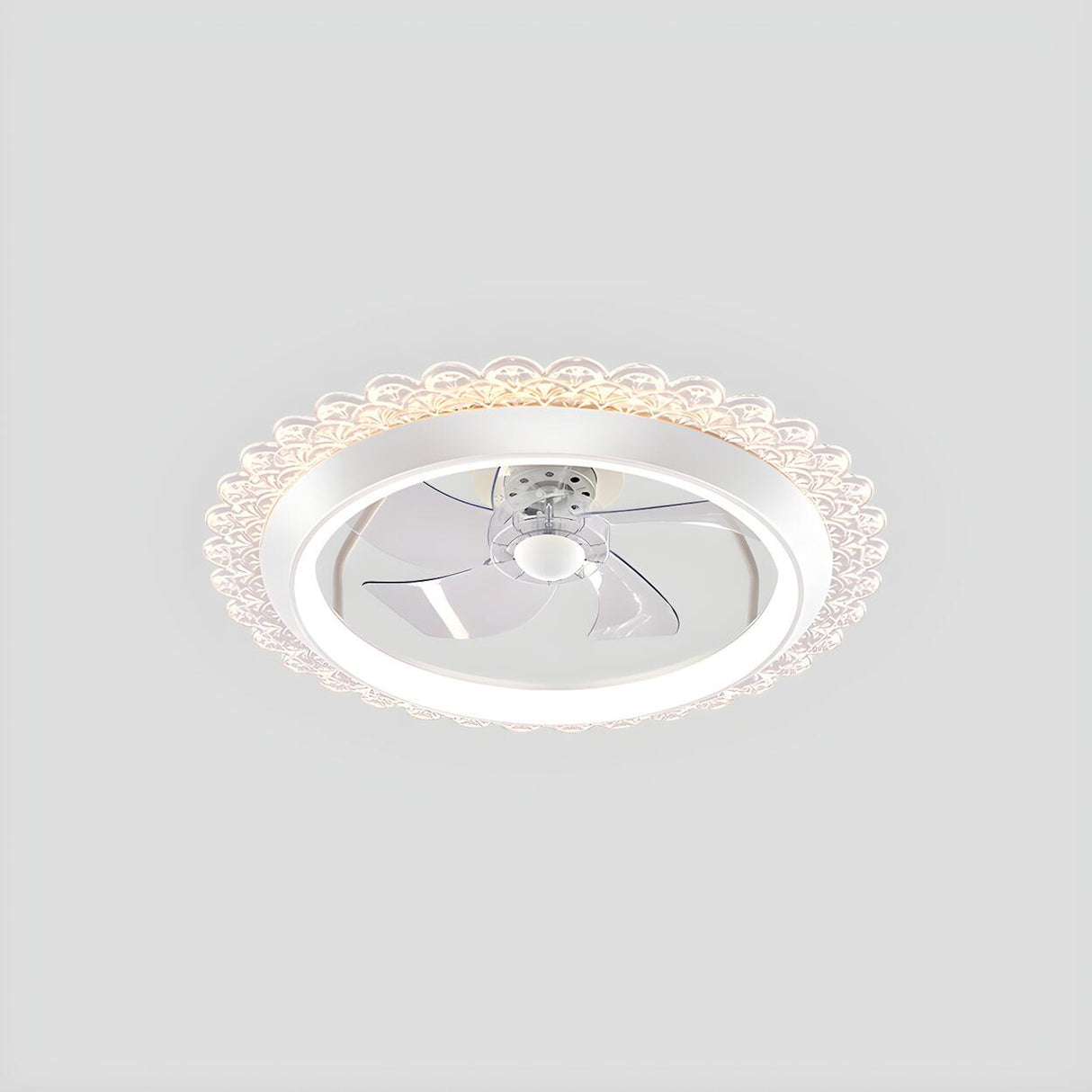 Bedroom Stylish White Round Ceiling Fan with LED Light Image - 5