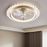 Bedroom Stylish White Round Ceiling Fan with LED Light Image - 6