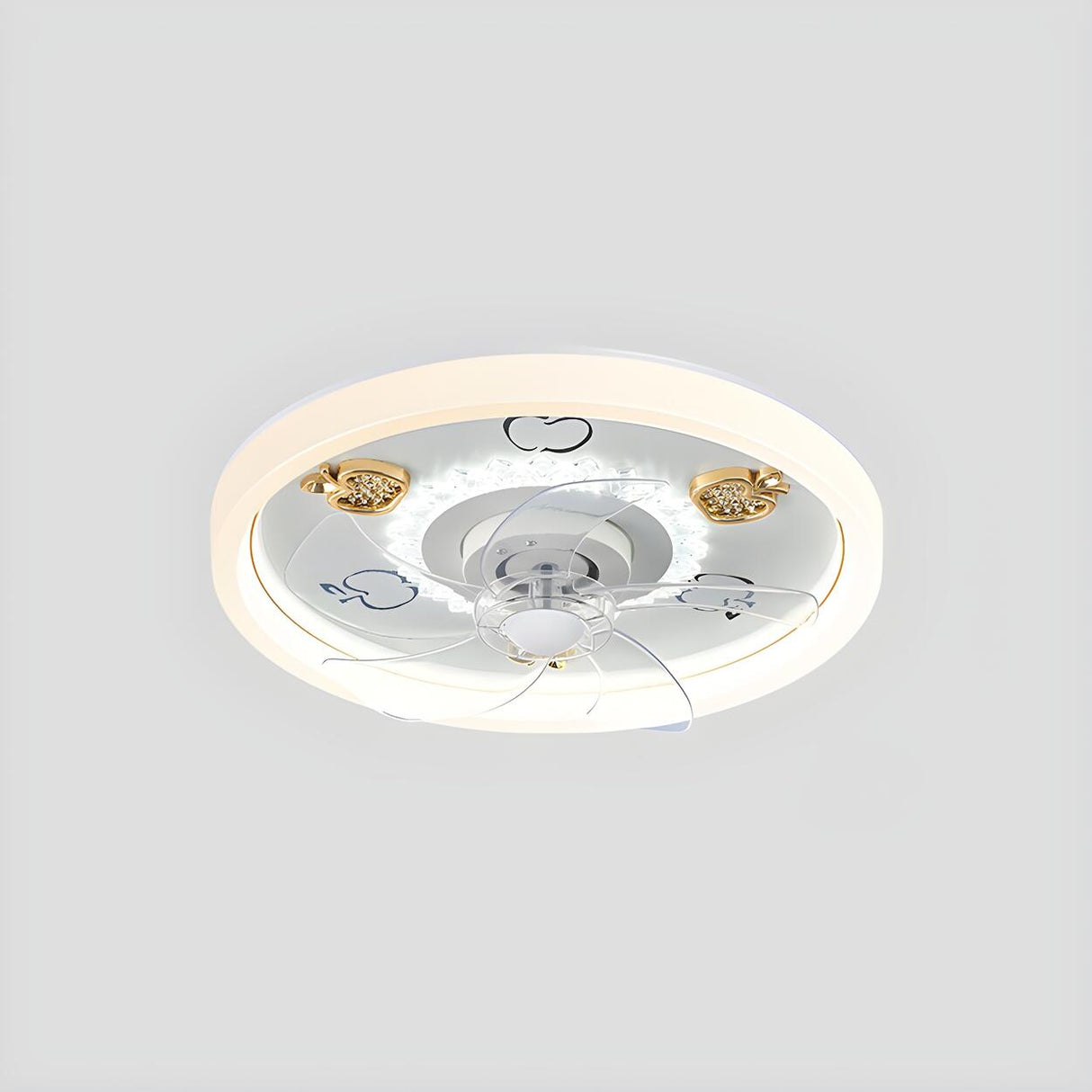 Bedroom Stylish White Round Ceiling Fan with LED Light Image - 8