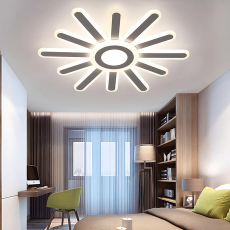 Bedroom Stylish White Sun-Like LED Flush Mount Light Image - 1