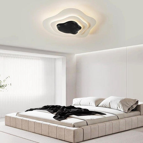 Bedroom Tier Black White Flush Mount Ceiling Light Image - 1