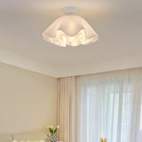 Bedroom Tier Ruffled White Semi-Flush Mount Light Image - 5