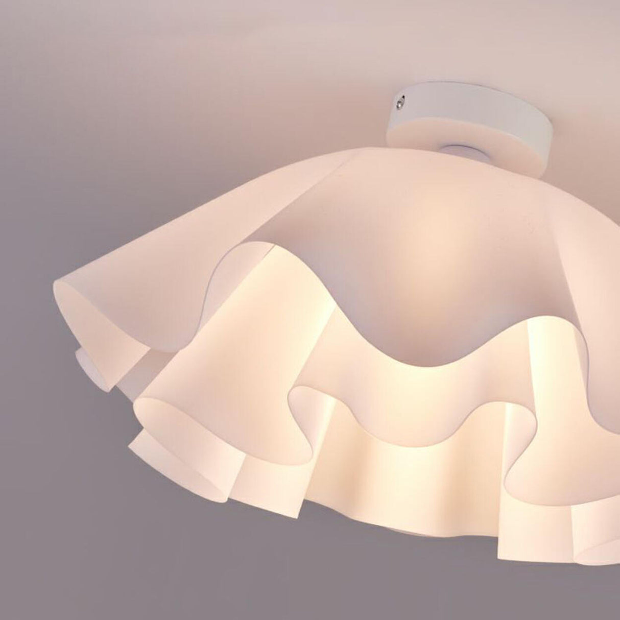 Bedroom Tier Ruffled White Semi-Flush Mount Light Image - 6