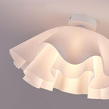 Bedroom Tier Ruffled White Semi-Flush Mount Light Image - 6