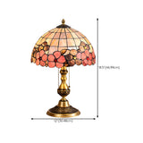 Bedroom Tiffany Floral Antique Brass Base Table Lamp #size