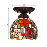 Bedroom Tiffany Floral Stained Glass Flush Mount Light Image - 11