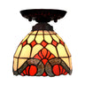 Bedroom Tiffany Floral Stained Glass Flush Mount Light Image - 6