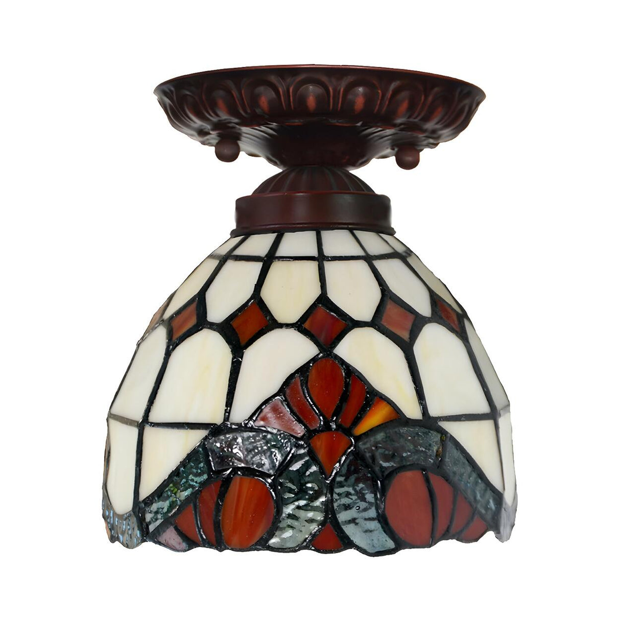 Bedroom Tiffany Floral Stained Glass Flush Mount Light Image - 7