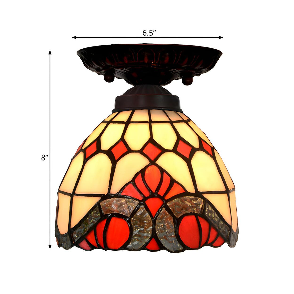 Bedroom Tiffany Floral Stained Glass Flush Mount Light Image - 8