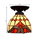 Bedroom Tiffany Floral Stained Glass Flush Mount Light Image - 8