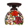 Bedroom Tiffany Floral Stained Glass Flush Mount Light Image - 9