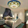 Bedroom Tiffany Stained Glass Bowl Flush Mount Light Image - 1