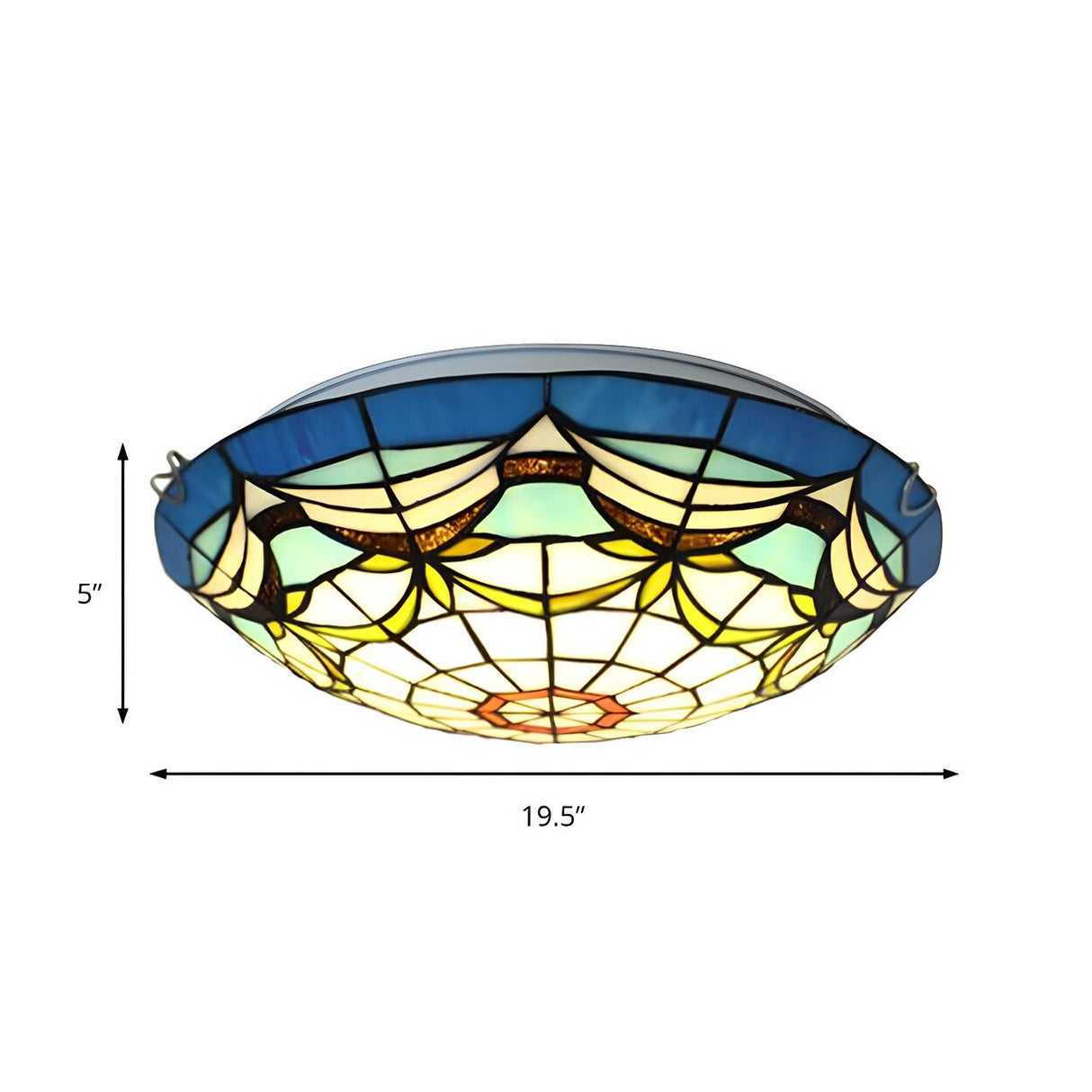 Bedroom Tiffany Stained Glass Bowl Flush Mount Light Image - 5