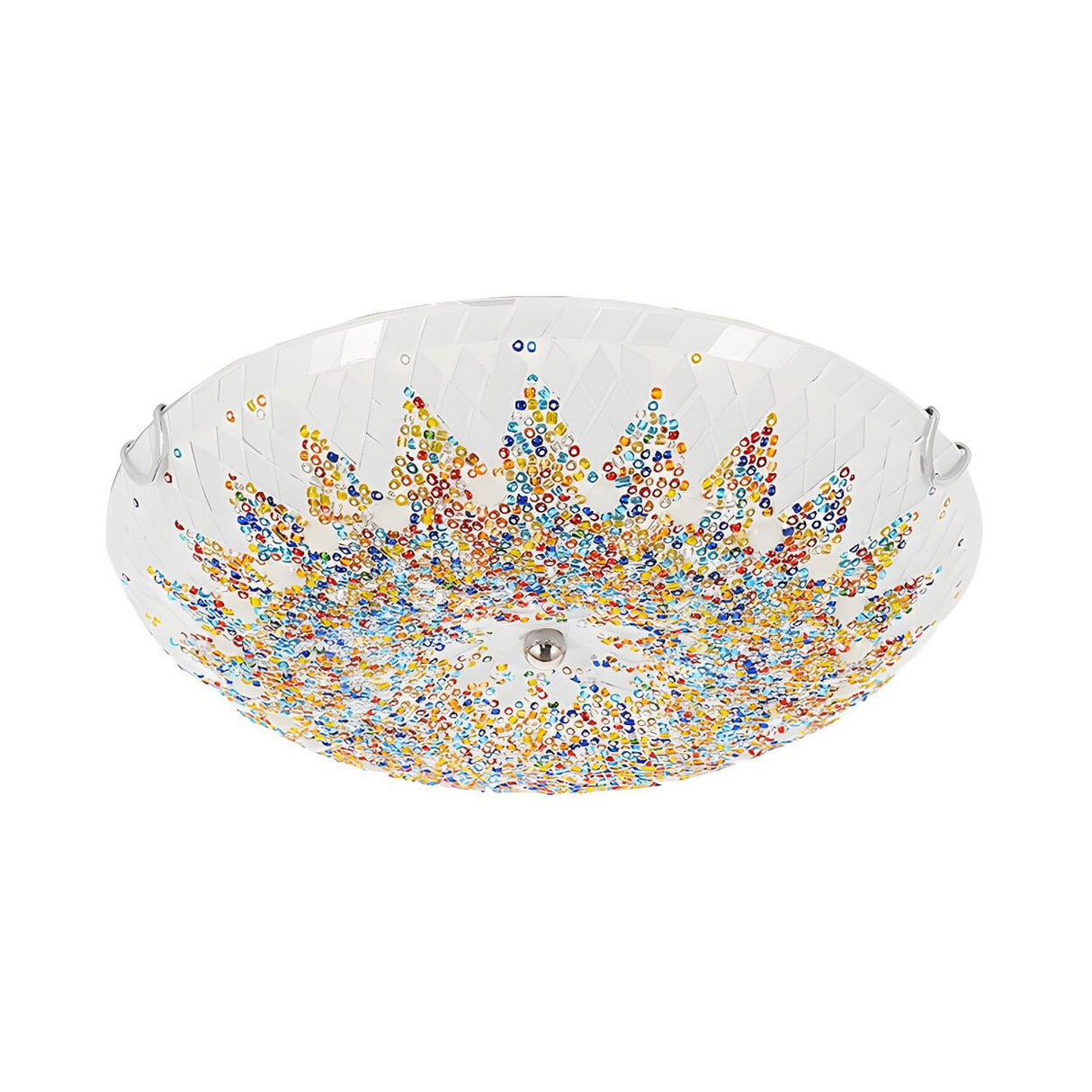 Bedroom Tiffany Yellow Blue Bowl Glass Flush Mount Lamp Image - 8