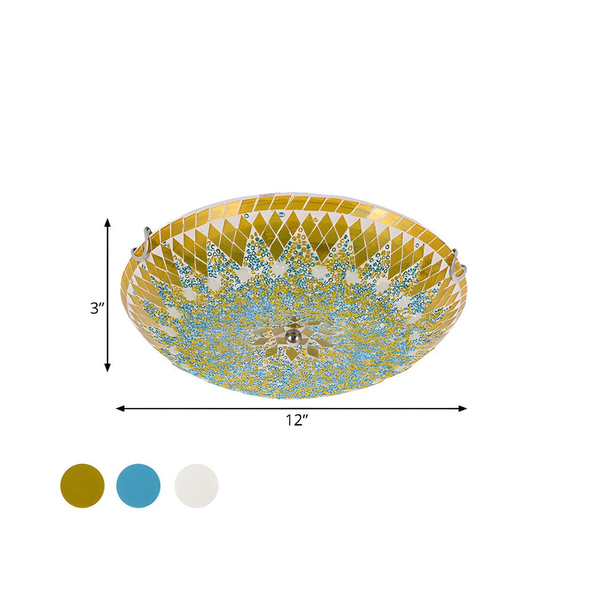 Bedroom Tiffany Yellow Blue Bowl Glass Flush Mount Lamp 