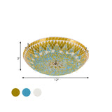 Bedroom Tiffany Yellow Blue Bowl Glass Flush Mount Lamp #size