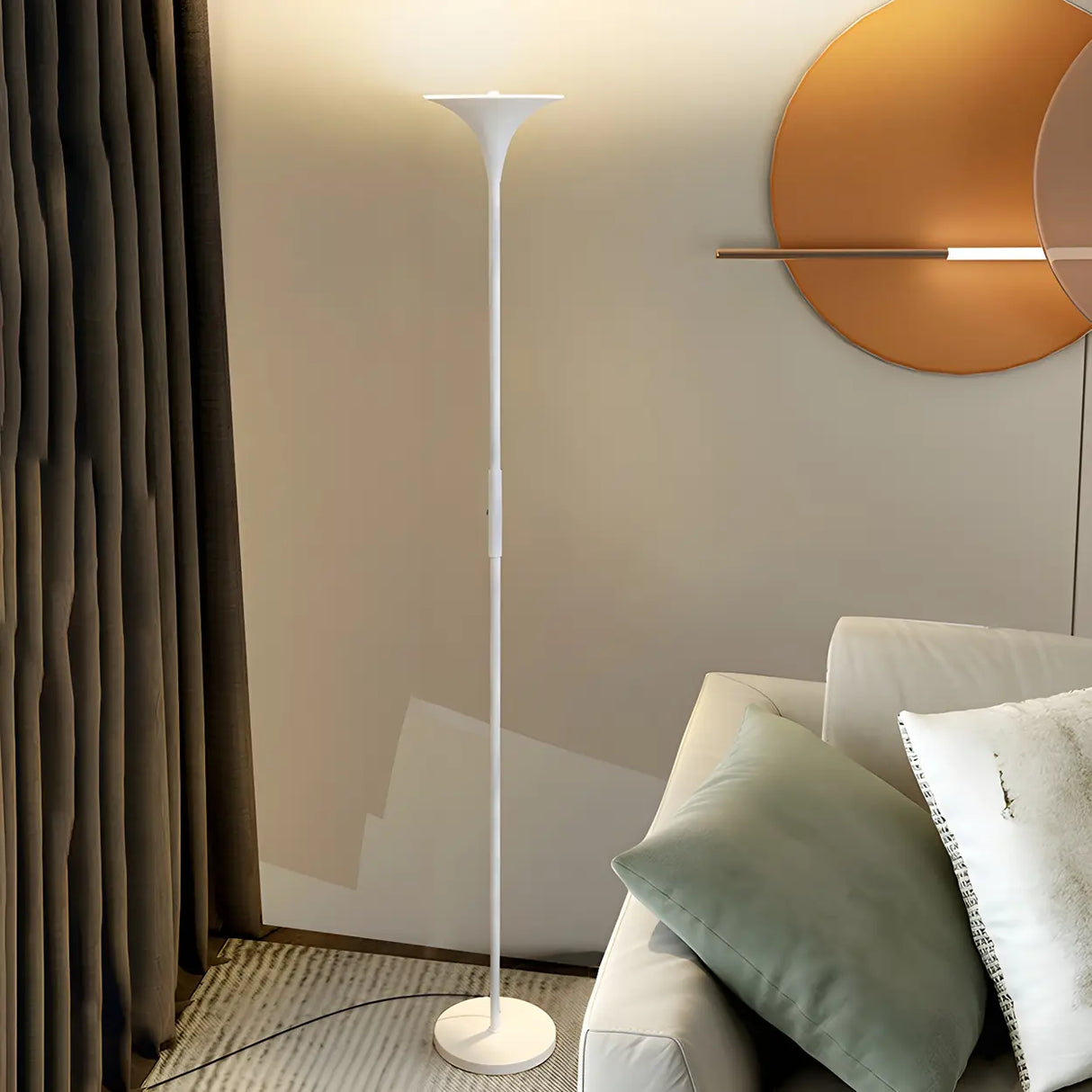 Bedroom Torch Minimalist Black Metal LED Floor Lamp Image - 16