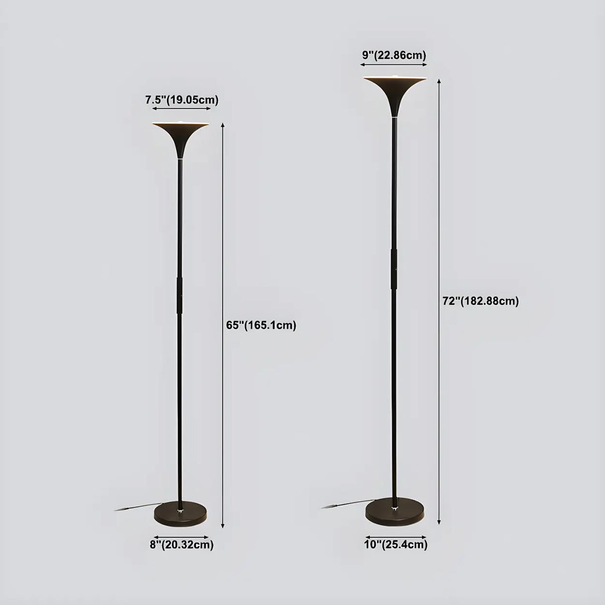 Bedroom Torch Minimalist Black Metal LED Floor Lamp Image - 8