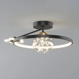 Bedroom Trendy Black Ring Semi-Flush Mount Ceiling Lamp Image - 11