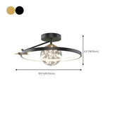 Bedroom Trendy Black Ring Semi-Flush Mount Ceiling Lamp #size