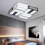 Bedroom Trendy Black Stripe Square Flush Mount Light Image - 1