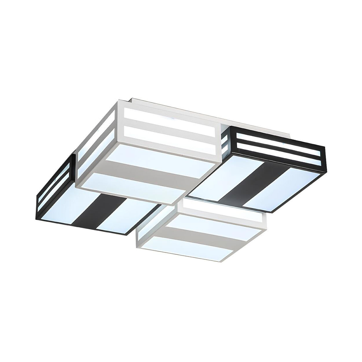 Bedroom Trendy Black Stripe Square Flush Mount Light Image - 3