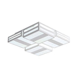 Bedroom Trendy Black Stripe Square Flush Mount Light Image - 6