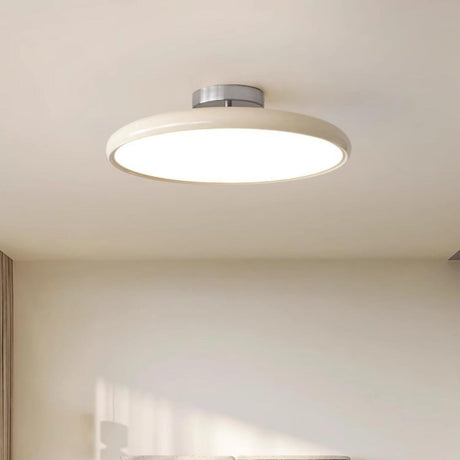 Bedroom Trendy White Circle LED Semi-Flush Mount Light Image - 1