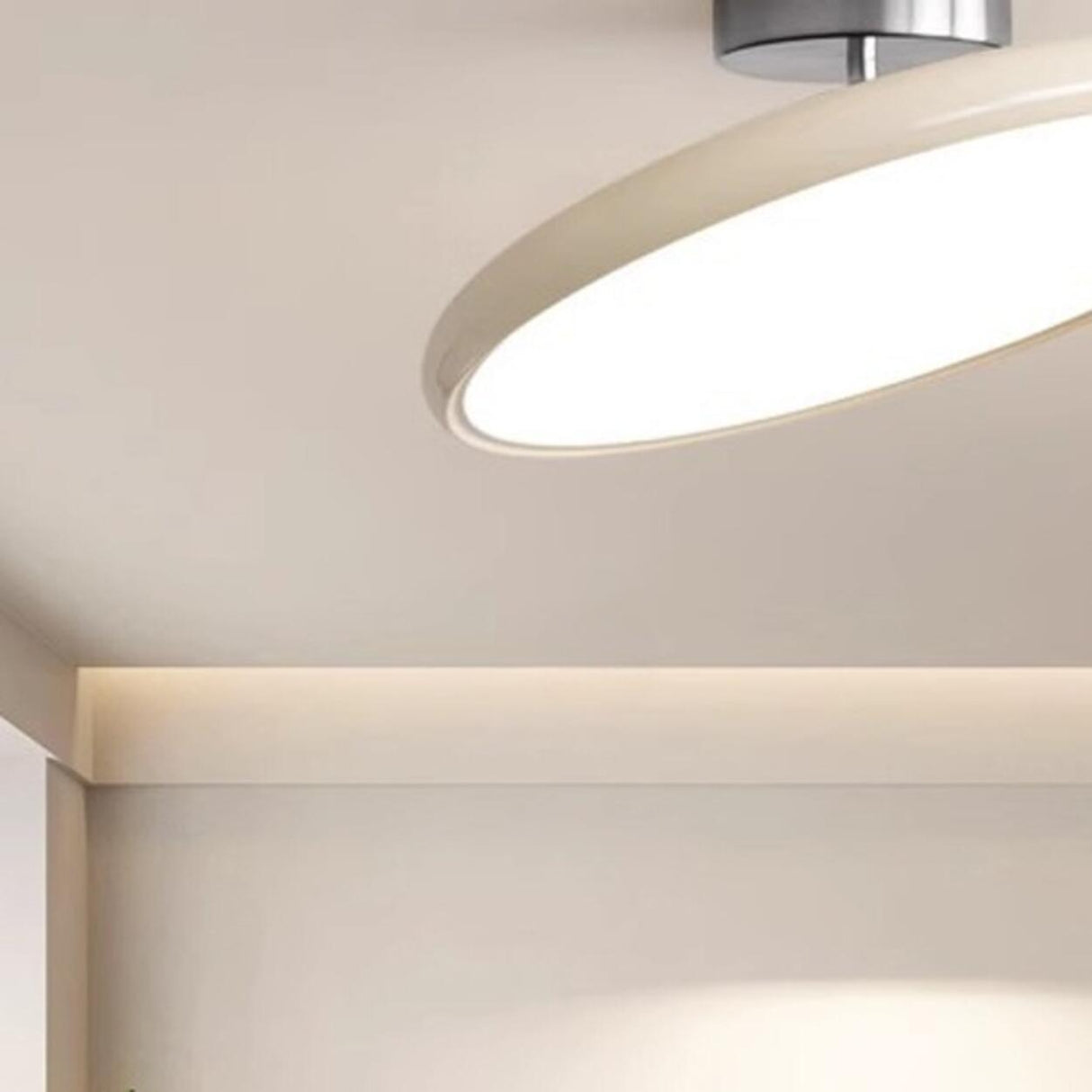 Bedroom Trendy White Circle LED Semi-Flush Mount Light Image - 15