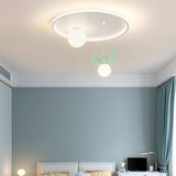 Bedroom Two Globe White Round Flush Mount Ceiling Light Image - 2