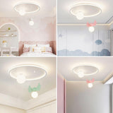 Bedroom Two Globe White Round Flush Mount Ceiling Light Image - 4