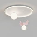 Bedroom Two Globe White Round Flush Mount Ceiling Light Image - 7