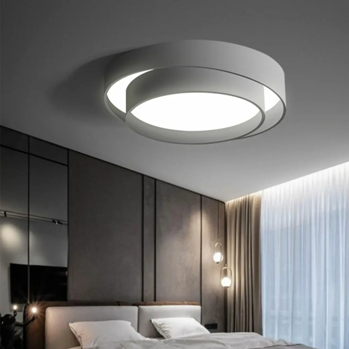 Bedroom Two-Layer Round LED Flush Mount Ceiling Light Image - 1