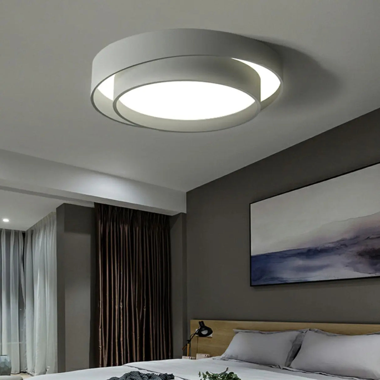 Bedroom Two-Layer Round LED Flush Mount Ceiling Light Image - 16