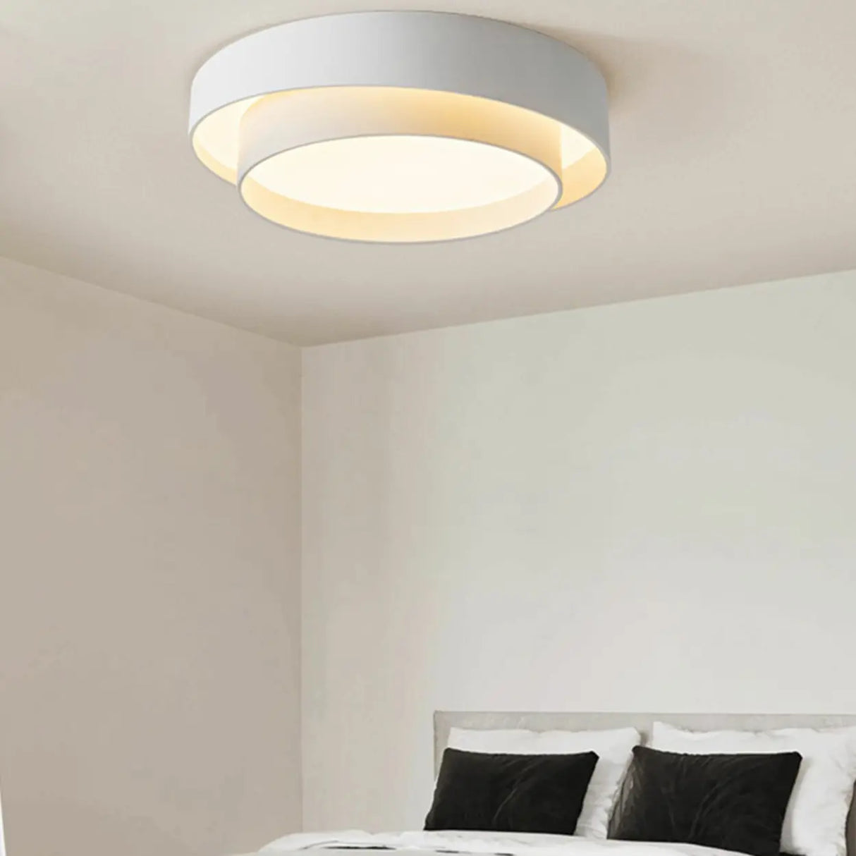 Bedroom Two-Layer Round LED Flush Mount Ceiling Light Image - 20