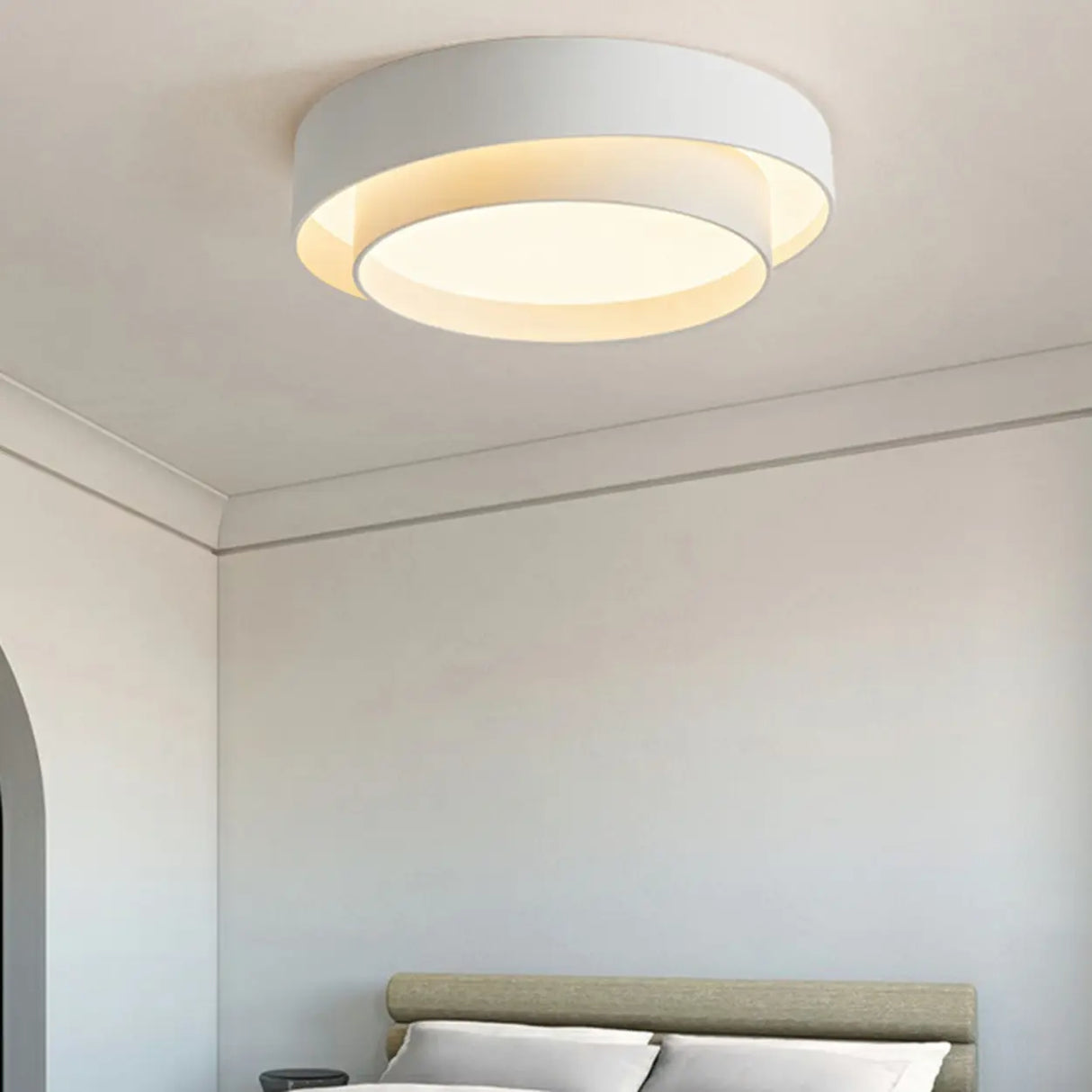 Bedroom Two-Layer Round LED Flush Mount Ceiling Light Image - 3