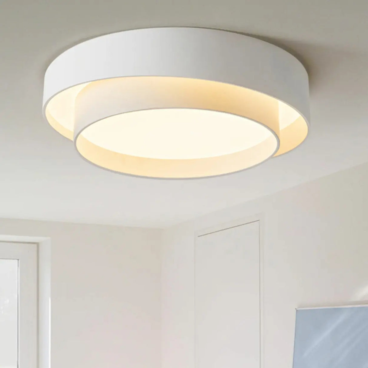 Bedroom Two-Layer Round LED Flush Mount Ceiling Light Image - 4