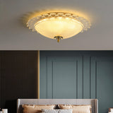 Bedroom Vintage Bowl-Shaped Gold Glass Flush Mount Lamp Image - 1