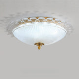 Bedroom Vintage Bowl-Shaped Gold Glass Flush Mount Lamp Image - 12